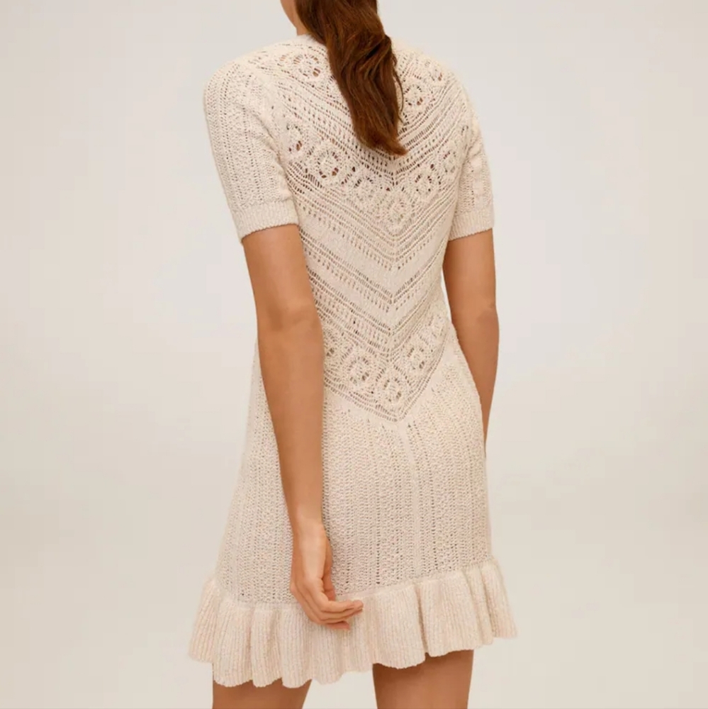 Mango Ruffled Open-work Dress Size 4